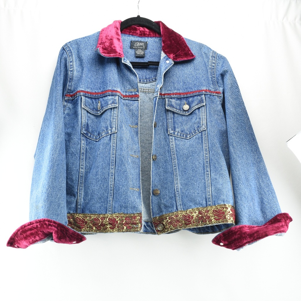 Vintage Agapo Womens Denim Jacket Size Petite L - Picture 1 of 5